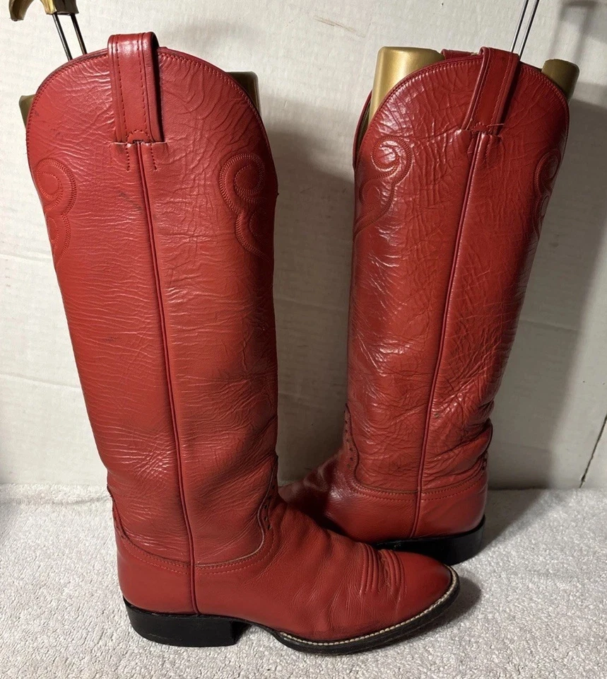 Hondo 靴子女式 6.5 C 码红色西部牛仔牛仔女牛仔波西米亚 — 第 2/4 张图片