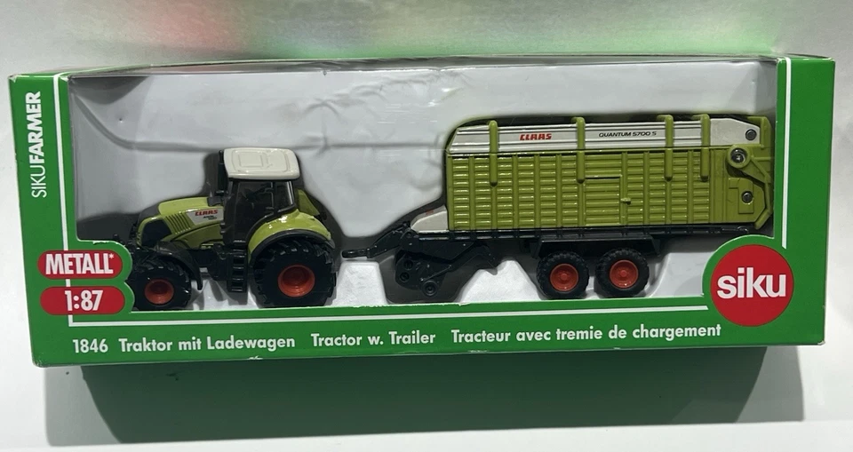SIKU Farmer 1:87 Claas Axion 850 Tractor W Trailer #1846 Purchased In Germany - Image 2 of 4