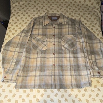 Pendleton Men's Wool Flannel Plaid Button-Front Shirt Pockets L