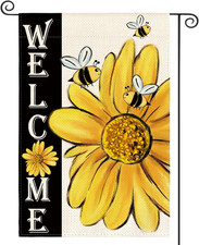 Spring Summer Bee Sunflower Garden Flag 12X18 Inch Double Sided, Welcome Holiday