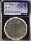 2024 $1 American Silver Eagle 1oz .999 Coin NGC MS 69 Purple Core Slab