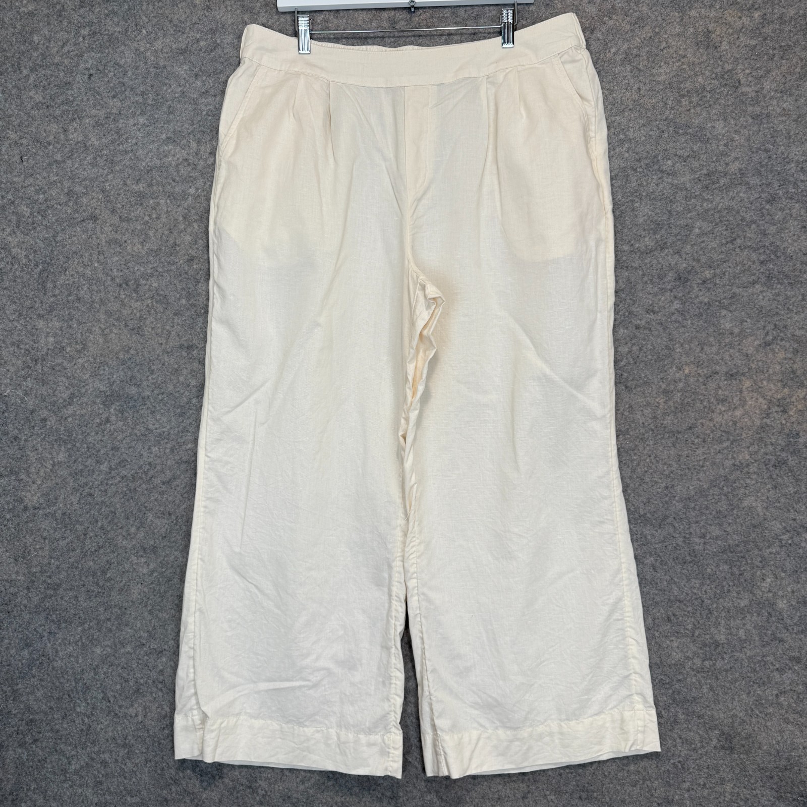 Pact Organic Wide Leg Cotton Linen Pants Womens XL Stretch Lightweight Cream