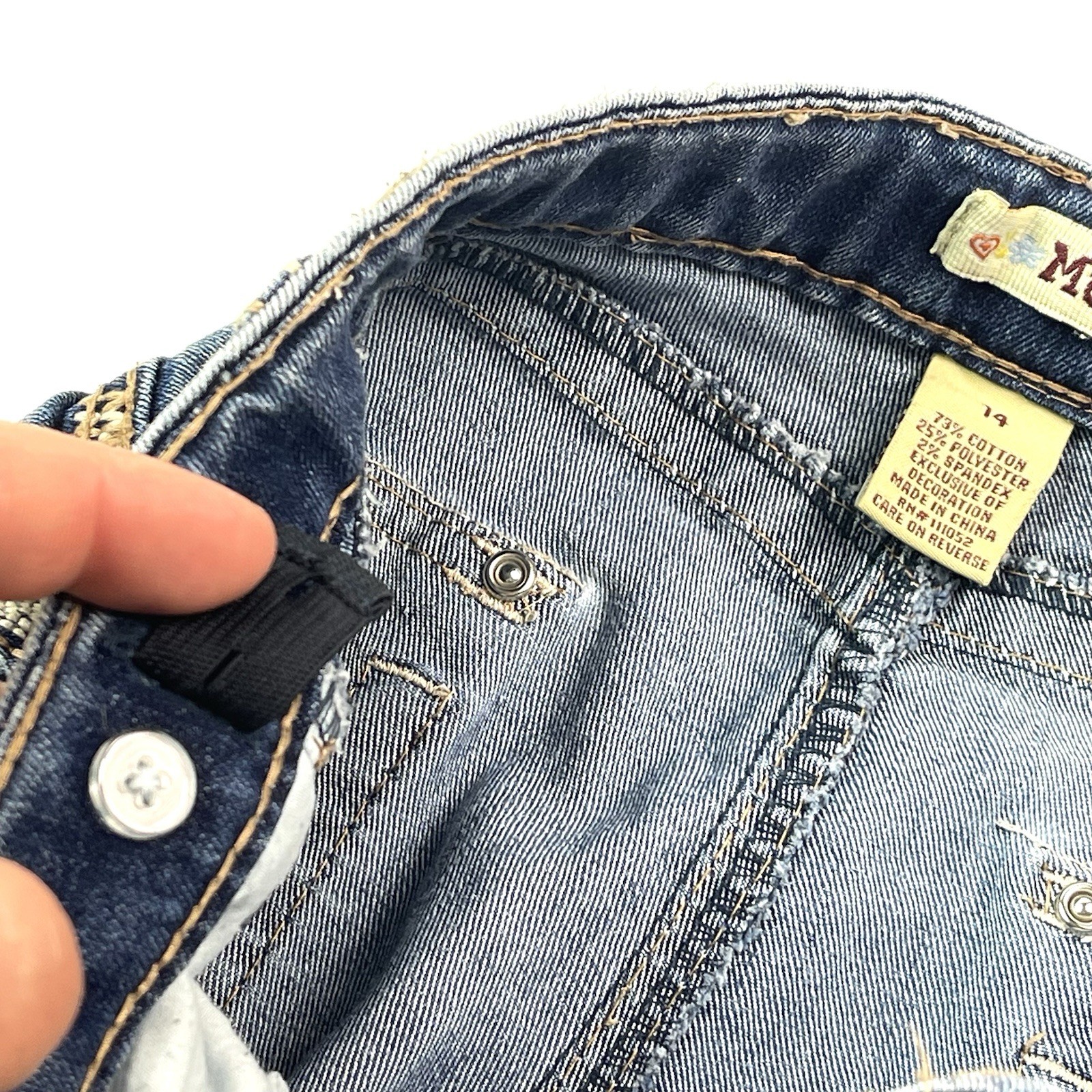 Mudd Sequin Pocket Distressed Washed Bootcut Blue… - image 8