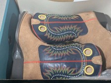 Ariat Derby Monroe Kids Size 2 M Tan Roughout / Inkwell Buckaroo Cowboy Boots