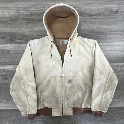 Vintage 80s Carhartt Jacket Adult XXL Faded Hooded Made In USA J03BRN JR106