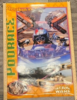 Vintage Star Wars The Phantom Menace 1999 Anakin vs Sebulba Podrace Poster 24×34
