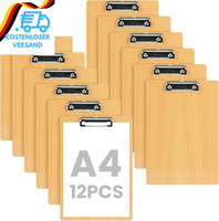 Offcup Klemmbrett A4 Holz, 12 StüCk Klemmbretter Mit Metalklemme Clipboard Schre