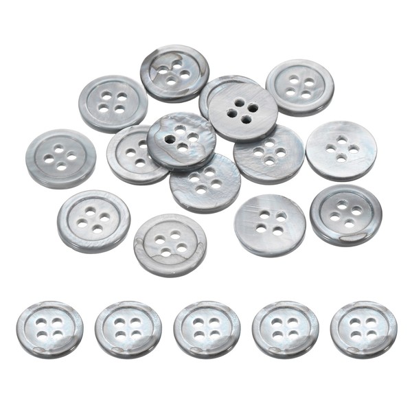 12.5Mm PerlmuttknöPfe, 4 LöCher, 15 StüCk, Grau, FüR NäHen & DIY-image