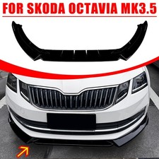 For Skoda Octavia MK3.5 2018-2020 Gloss Black Front Bumper Spoiler Lip Body Kit