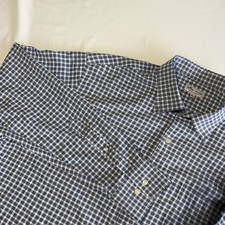Peter Millar Button Down Shirt XL Navy White Gingham Summer Comfort MS21EW07BL