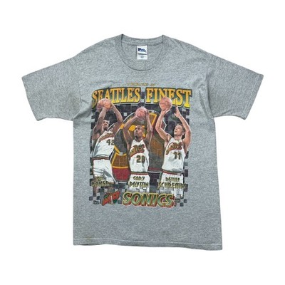 VTG 90s NBA SEATTLE SUPERSONICS PRO PLAYER PAYTON BAKER SCHREMPF T-SHIRT SIZE L