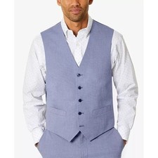 Tommy Hilfiger Men's Modern-Fit Th Flex Stretch Chambray Suit Vest blue S 100