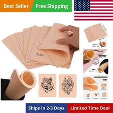 3MM Tattoo Skin - 10Pcs Fake Skin Soft Silicone Double Sides 7.4x5.6" for Beg...