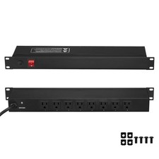 19" 1U PDU 8 Outlets Rack Mount Power Strip Surge Overload Protection