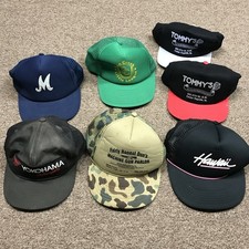 Lot Of 7 Vintage Snapback Hats Cap Foam Yokohama Hawaii Machine Gun USA Made