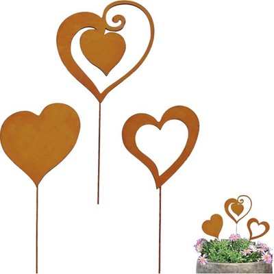 Garden Stake Rust Hearts Garden Decoration for Outdoor Weatherproof Rust Deco...