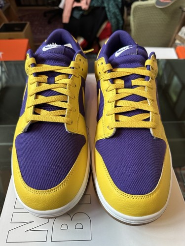 Nike X Dunk Low By You Custom PRM Lakers Kobe Bryant Yellow Purple Size 14 - Picture 3 of 9
