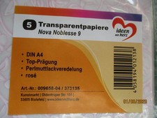 5x geprägte Transparentpapiere "Nova Noblesse 9 - rose", neu in OVP