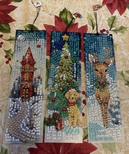 Diamond Painting Bookmarks Christmas Finished and Sealed Set Of 3