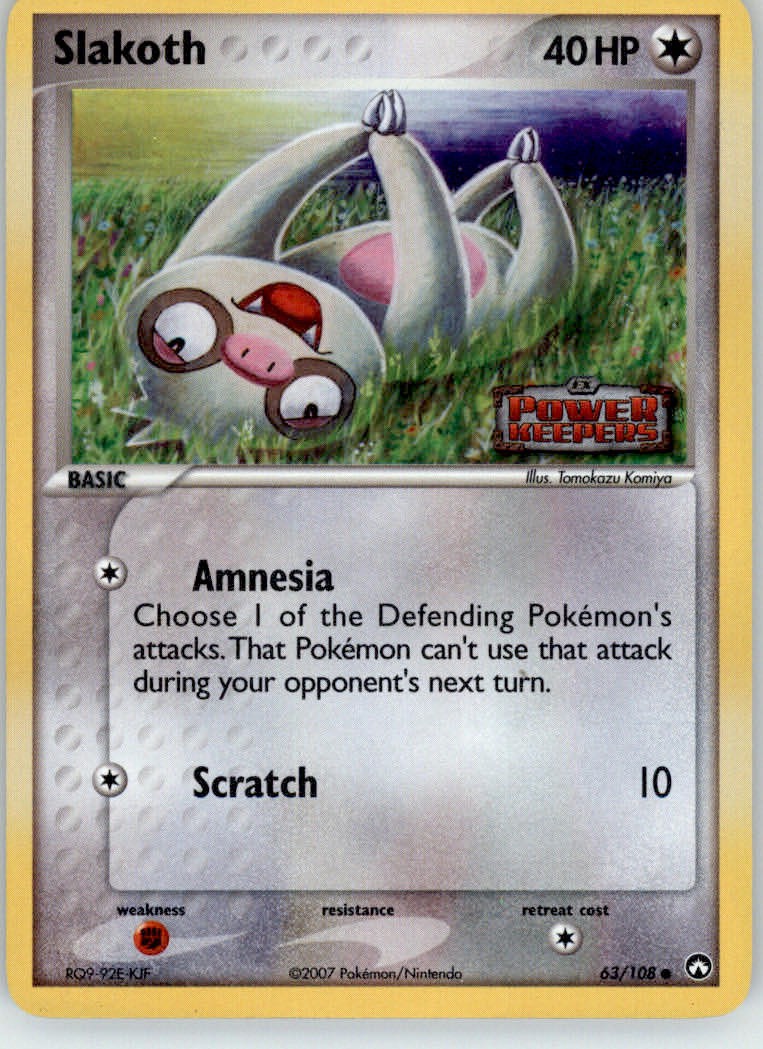 Slakoth - Power Keepers - 63/108 - Reverse Holo LP Pokemon