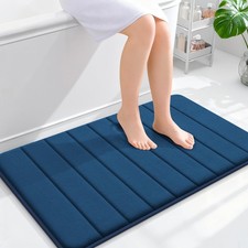OLANLY Memory Foam Bath Mat 36x24, Super Soft Absorbent 36" X 24", Navy Blue