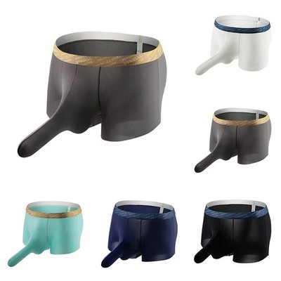 Sexy Men's Underwear Boxer Briefs in Ice Silk Mesh Elephant Nose Design