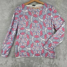 Talbots Womens M Long Sleeve Paisley Mosaic Print Top Multicolor Casual