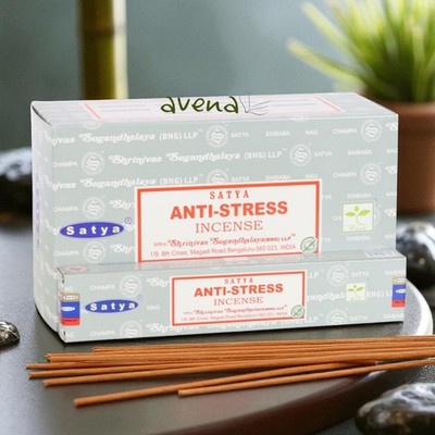 Satya Anti Stress VOLLE BOX 12 x 15g Boxen Original Satya Räucherstäbchen