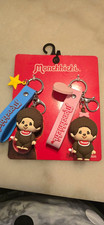 Monchhichi 2025 Keychain Set w/ Keyring, Blue Pink Straps, Multicolor