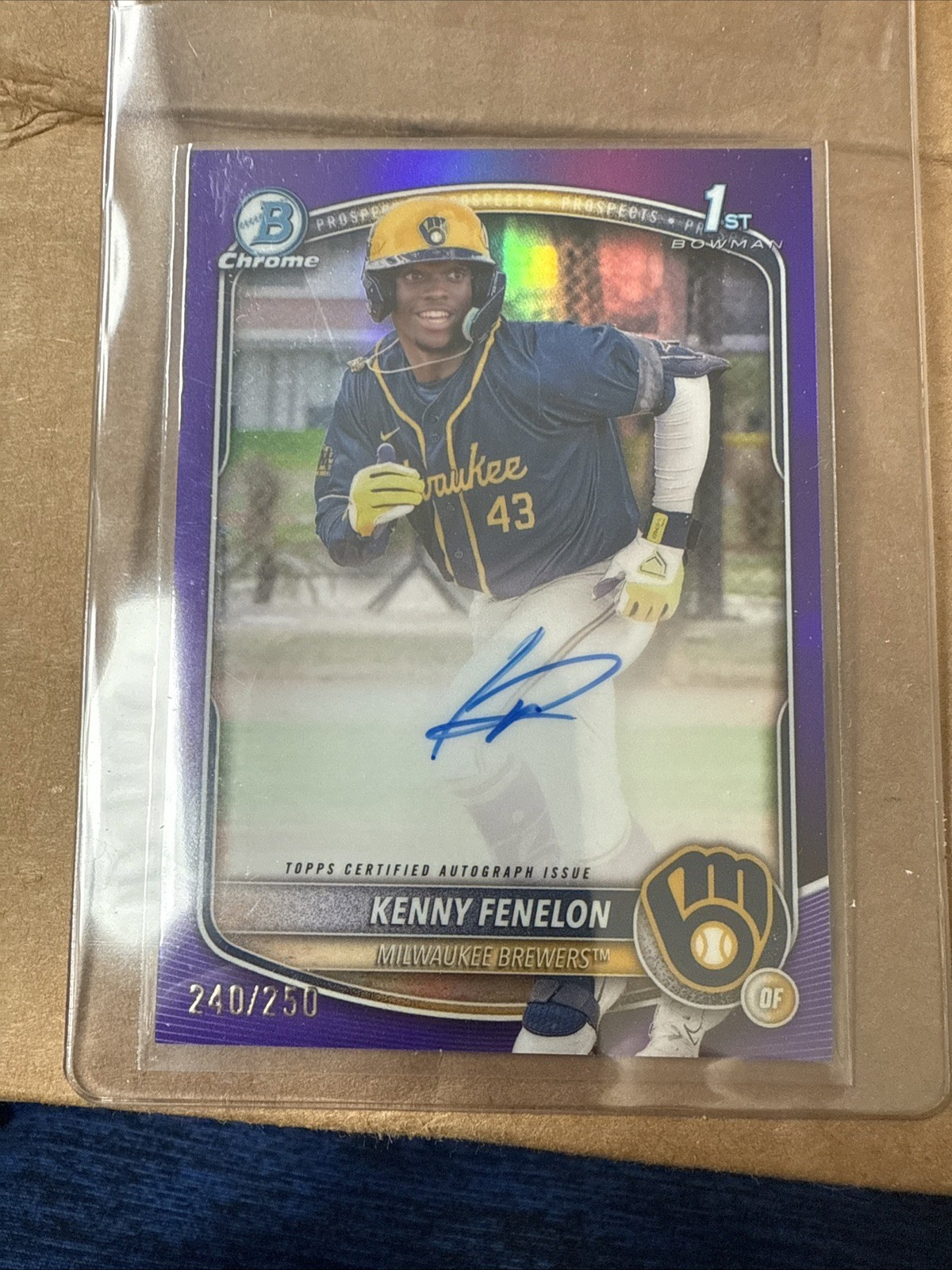 KENNY FENELON 2025 BOWMAN CHROME 1ST PURPLE REFRACTOR AUTO /250 Q4115