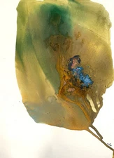 Abstract Mixed Media Ink Watercolor Painting on 11 X 15” Paper Contemporary