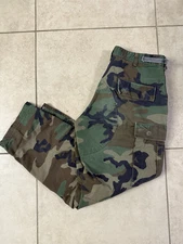 Military Woodland Camo Cargo Combat Pants Vintage 1990s Men’s 35” (read desc)
