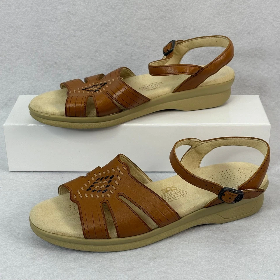 Sandalias para mujer SAS 8 cuero marrón/tostado Huarache con correa de cuarto Tripad EE. UU. Foto 2 de 4
