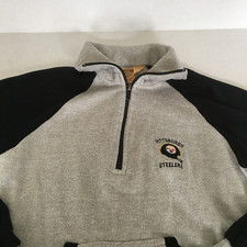 Pittsburgh Steeler logo vintage half zip pullover kangaroo pockets youth size