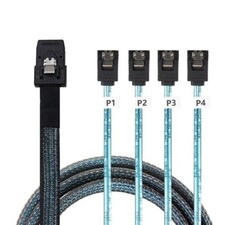 New 3.3ft/100cm Mini SAS HD SFF-8643 Male to 4 SATA 7Pin Female Cable