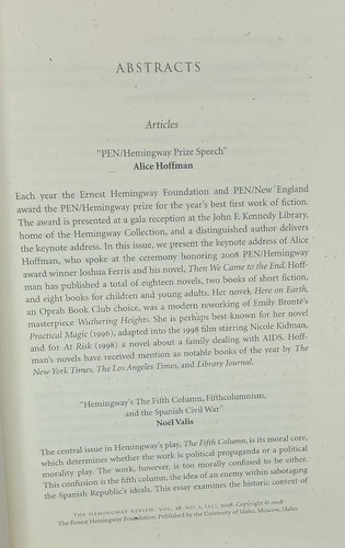 The Hemingway Review, Vol 28 No. 1 University Of Idaho Press Fall 2008 - Picture 4 of 8