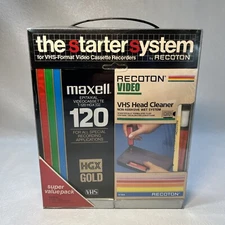 Recoton VHS Head Cleaner And 2 Tapes Starter Set  Dust Cover New Vintage