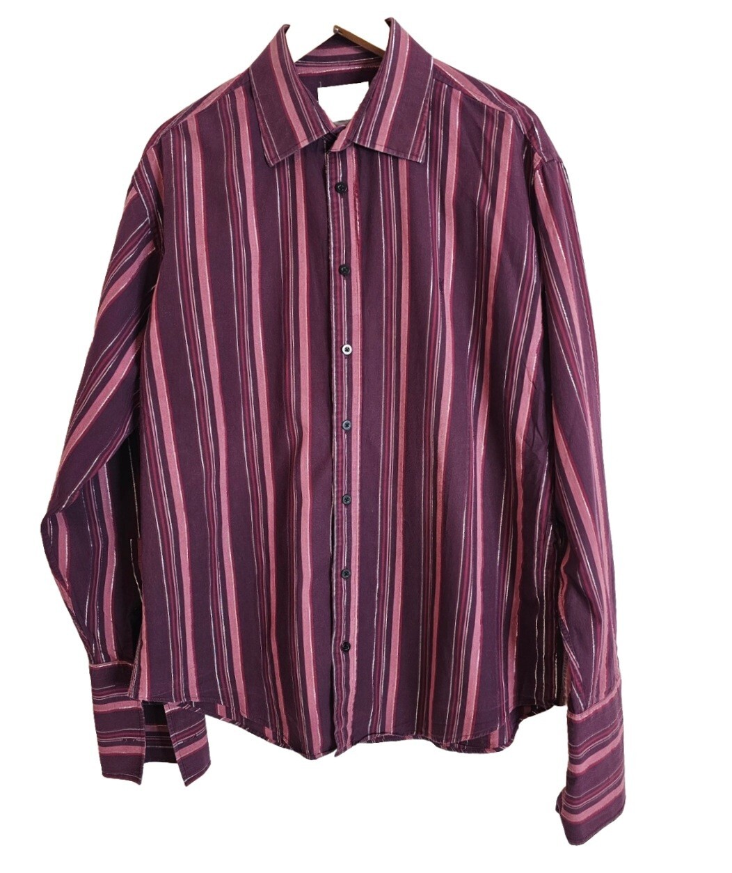 Vintage 90s Yves Saint Laurent striped with silver fibre shirt size L