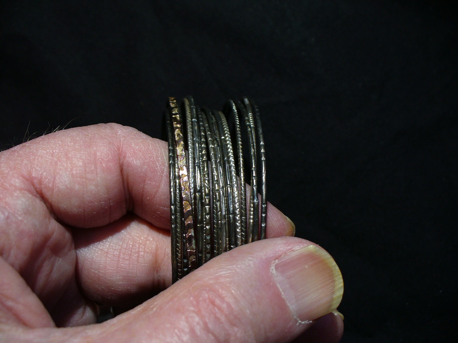 Nineteen Ring Delicate Silver Plated Bangle Brace… - image 1