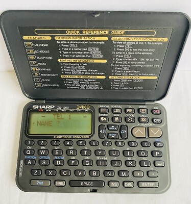 SHARP Vintage 90s Black Electronic Organizer Memo Master 34KB ZQ - Main Image