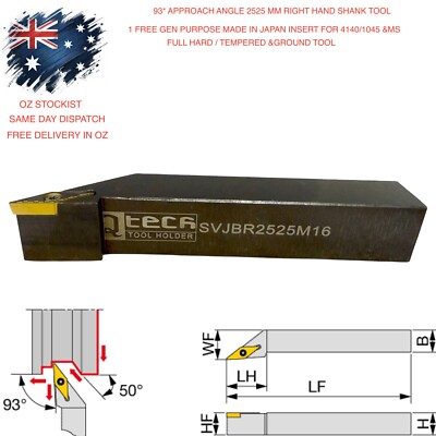 Lathe Profiling Tool 93* Approach Angle RH 2525 mm Shank with Free 1 Insert