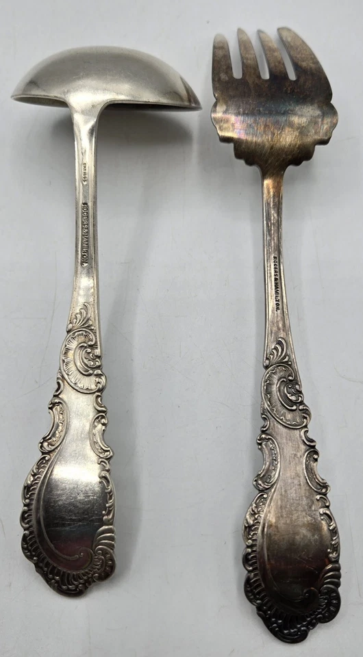 Rogers & Hamilton 1895 Aldine Pattern Silver Plate Serving Fork and Ladle - Image 2 of 4