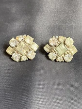 Vintage Glass Rhinestone Shoe Clips 7/8"