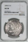 NGC AU58 1890-S MORGAN SILVER DOLLAR $1  (BC11)