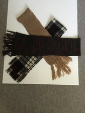 Lot of 3 Wool Blend Winter Scarves Plaid and Solid