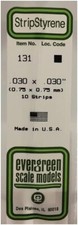 Evergreen 131 .030" x .030" x 14" Styrene Strips 10 New Free Shipping