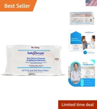 Gentle Alcohol-Free Adhesive Remover Wipes - 50 Large No-Sting Skin Prep Wipes