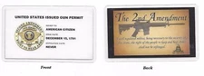 Gun Permit; United States; Carry Card; Laminated Gun Permit; Badge Patriots NRA