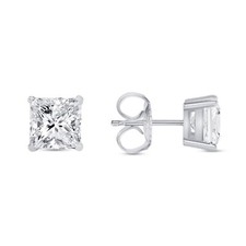 6 Ct IGI Certified E/VVS Princess Lab Grown Diamond Stud Earrings 18K White Gold