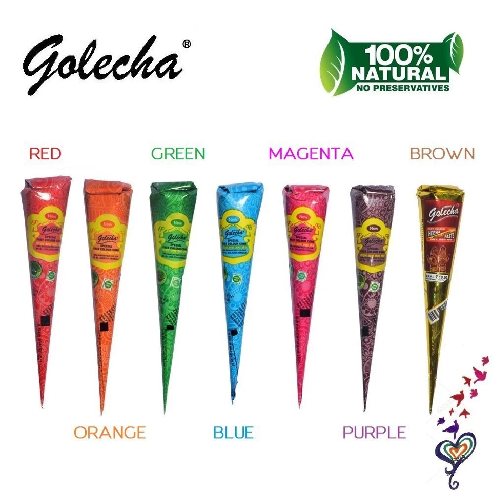 Conos HENNA de 7 o 9 colores pasta herbal tinta tatuaje temporal kit Mehandi arte corporal Foto 4 de 4